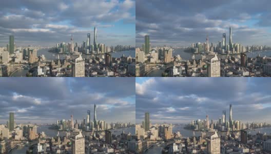 T/L WS HA现代摩天大楼与移动的云/中国上海高清在线视频素材下载
