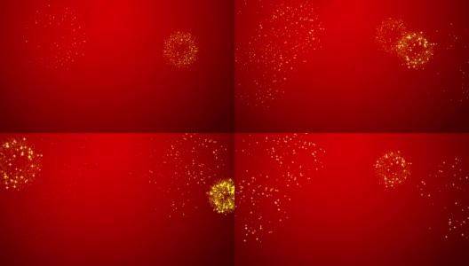 红色背景上的烟花粒子动画。高清在线视频素材下载
