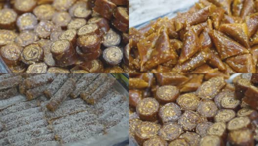 土耳其小吃，一种在市场长凳上吃的甜点。高清在线视频素材下载
