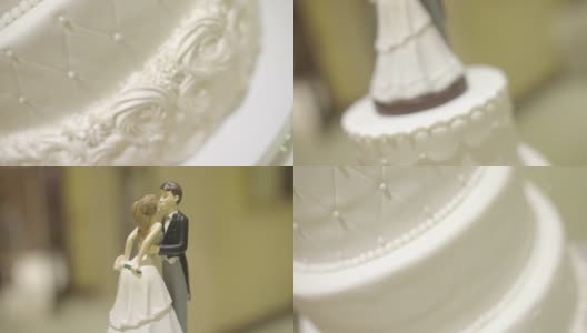 婚礼蛋糕和新郎新娘蛋糕装饰高清在线视频素材下载