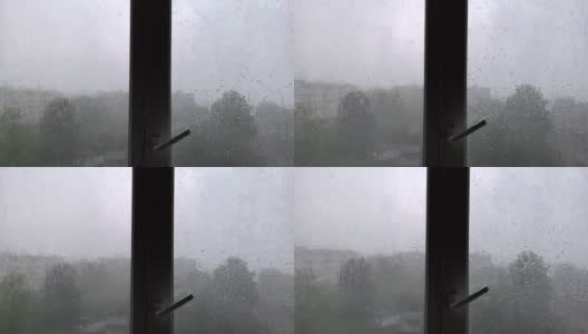 窗外下着大雨高清在线视频素材下载