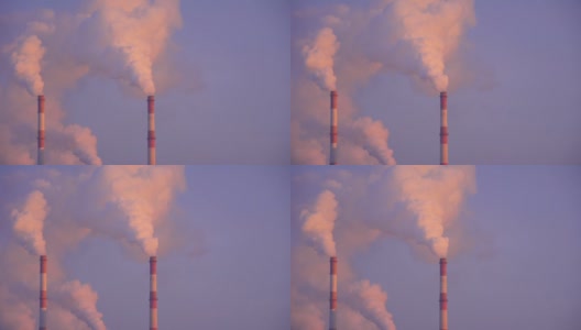 吸烟的工厂烟囱。环境问题环境污染高清在线视频素材下载