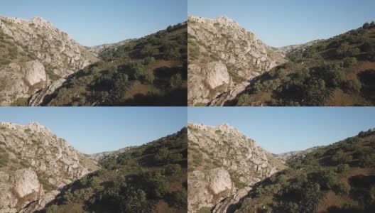 山谷和山脉，无人机拍摄4k。土耳其山口。在阳光明媚的土耳其安卡拉，无人机拍摄的山脉高清在线视频素材下载