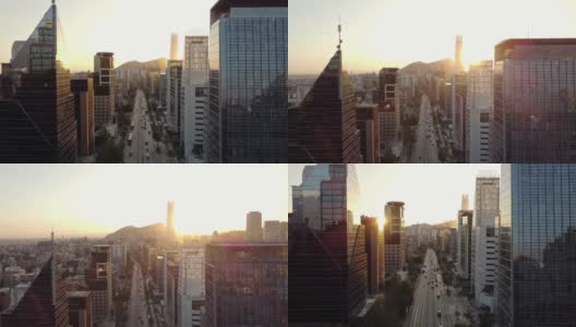 位于智利圣地亚哥的阿波昆多大道上的现代摩天大楼高清在线视频素材下载