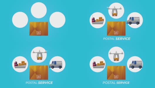 邮政服务用字、方框和图标高清在线视频素材下载