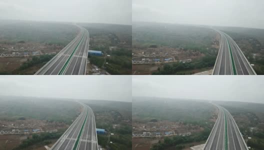 在中国西部的陕西省，新建的高速公路上几乎没有汽车高清在线视频素材下载
