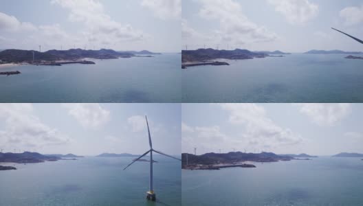 海上风力涡轮机的实时拍摄高清在线视频素材下载
