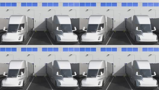 现代化的卡车在仓库码头与产品的波兰文本高清在线视频素材下载