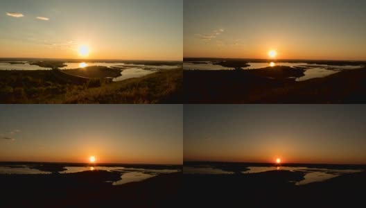 夏天日落时从高山上看的美丽景色高清在线视频素材下载