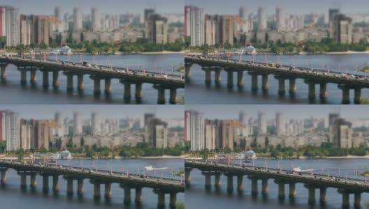 基辅大桥上的汽车交通延迟了高清在线视频素材下载