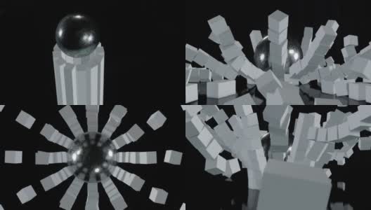慢动作球打破立方体的构造高清在线视频素材下载