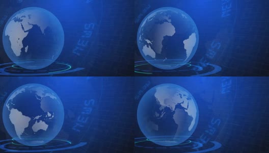 全球地球旋转数字世界新闻工作室背景的突发新闻高清在线视频素材下载