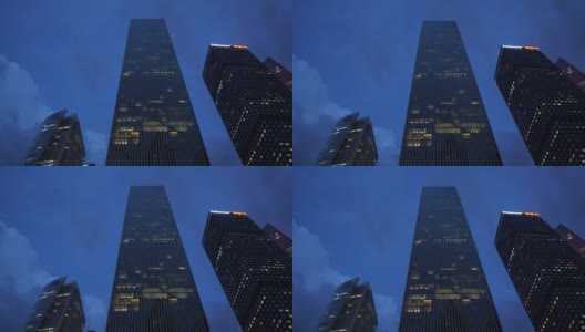 夜光照亮广州市区著名的摩天大楼大厦全景4k中国高清在线视频素材下载