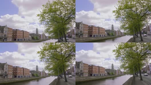 爱尔兰都柏林，阳光灿烂的利菲大桥全景图高清在线视频素材下载