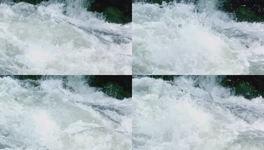 慢镜头溅起的河流急流特写高清在线视频素材下载
