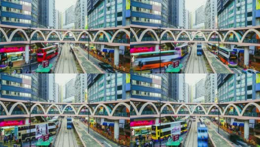 香港铜锣湾地区的交通情况高清在线视频素材下载