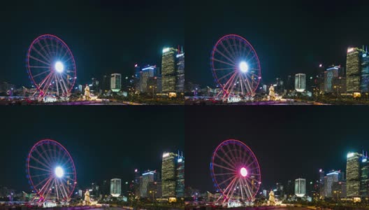香港摩天轮夜景的时间流逝高清在线视频素材下载