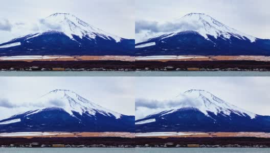 富士山与前景湖视图的时间流逝高清在线视频素材下载