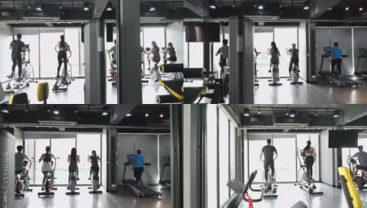 一群人在健身房锻炼高清在线视频素材下载