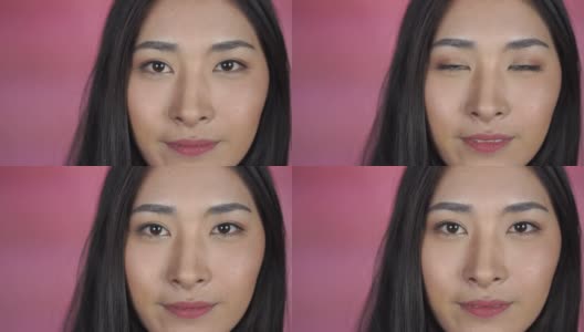 兴奋快乐的亚洲女人微笑的美丽的年轻女子特写高清在线视频素材下载