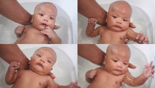 浴缸里的亚洲宝宝沐浴礼高清在线视频素材下载
