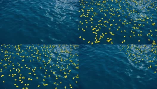 成千上万只橡皮鸭在海里，3D动画高清在线视频素材下载