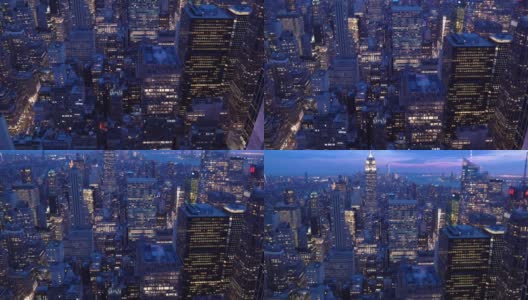 向上倾斜:高角度的曼哈顿纽约日落。美国的生活方式、城市景观和旅游概念。高清在线视频素材下载