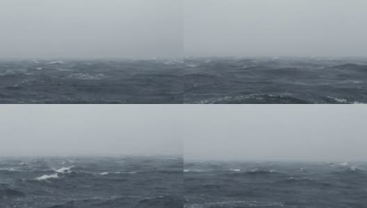 卑尔根港有暴风雨天气，狂风大作，海面波涛汹涌高清在线视频素材下载