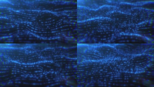 技术抽象背景的未来设计，数据数字波浪运动，网络蓝色背景美丽的运动波动粒子点纹理高清在线视频素材下载