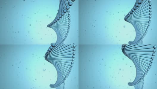 螺旋DNA看起来条纹与核苷酸在蓝色背景下反转高清在线视频素材下载