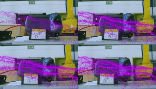 机器人上方紫色发光网格的动画高清在线视频素材下载