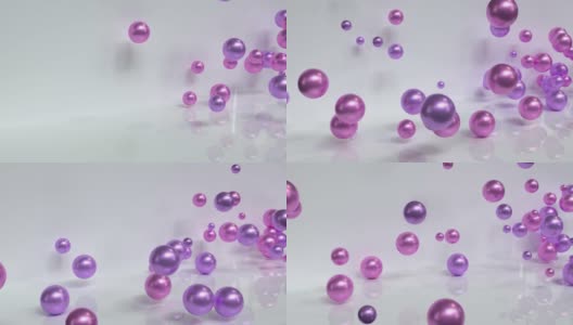 粉色/紫色球体金属白色场景抽象运动3d渲染高清在线视频素材下载