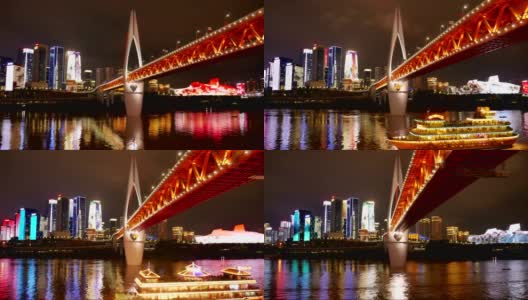 这座桥在夜晚的城市里高清在线视频素材下载