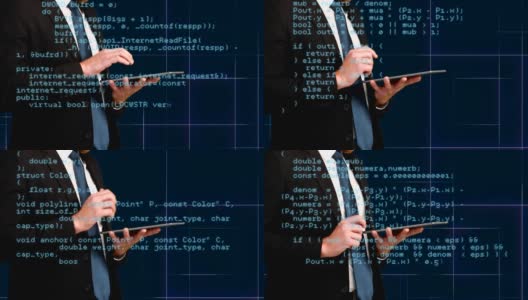 商人使用数字平板电脑高清在线视频素材下载