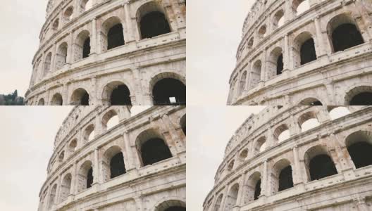 罗马圆形大剧场特写视图。股票。世界闻名的地标和意大利罗马的象征。意大利罗马圆形大剧场高清在线视频素材下载