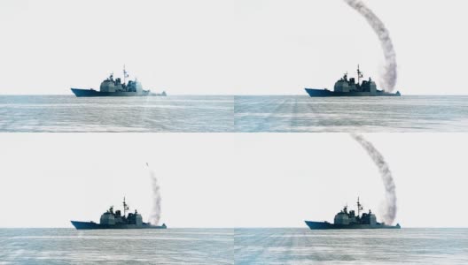 海军舰只发射了一枚远程导弹。高清在线视频素材下载
