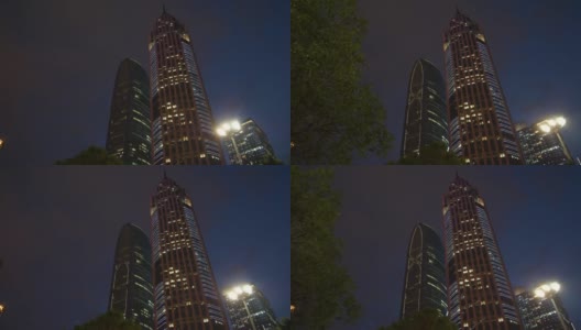 夜光照亮广州市区著名的摩天大楼全景，4k中国高清在线视频素材下载