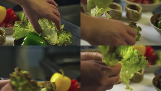 烹饪生菜叶高清在线视频素材下载