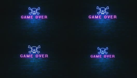 游戏Over Skull霓虹灯标志高清在线视频素材下载