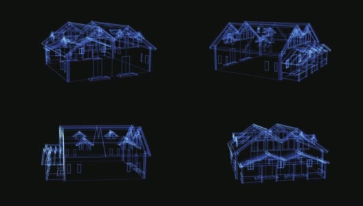 旋转两家住宅的全息图高清在线视频素材下载