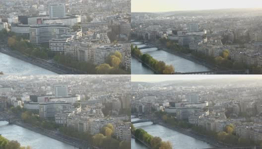 巴黎塞纳河旁的建筑物-缩小高清在线视频素材下载