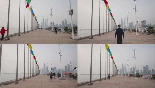 夏日青岛城著名的灯塔码头湾市中心步行pov全景时间流逝4k中国高清在线视频素材下载