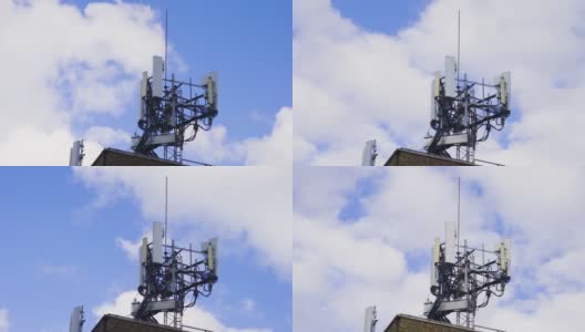 屋顶上的电信塔高清在线视频素材下载