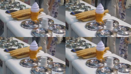 冰淇淋店里的冰淇淋，4k慢镜头60fps高清在线视频素材下载