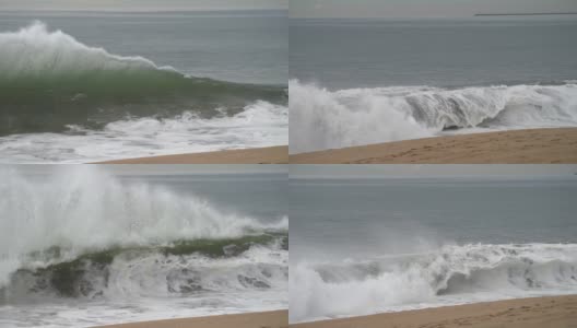 波浪与反浪碰撞，剥落到岸边3高清在线视频素材下载