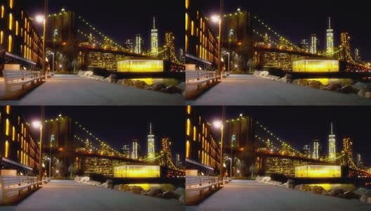 晚上在布鲁克林。曼哈顿市中心高清在线视频素材下载