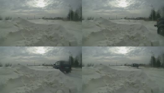 路上的暴风雪高清在线视频素材下载