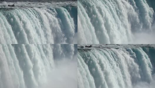 气势磅礴的尼亚加拉大瀑布，白水瀑布从陡峭的悬崖上倾泻而下高清在线视频素材下载