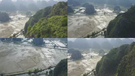 越南宁平的稻田和喀斯特丘陵高清在线视频素材下载