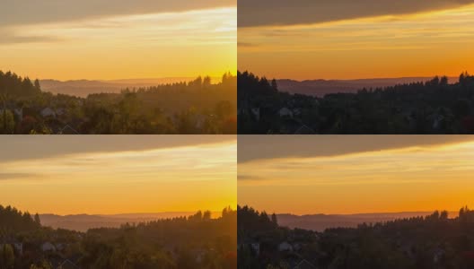 美丽的日落在欢乐谷俄勒冈的住宅4k时间流逝高清在线视频素材下载